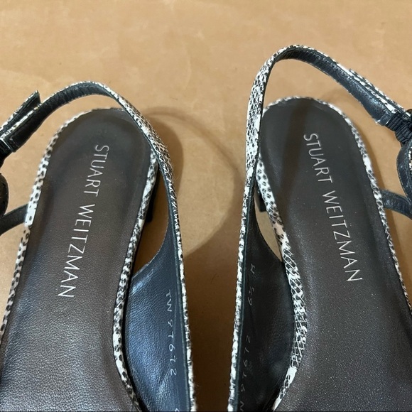Stuart Weitzman | Slingo Snakeskin Embossed Pointed Toe Slingback Flats Size 6.5 - Picture 8 of 13